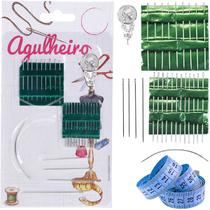 Kit Agulha Mão Agulheiro Costura Passador Linha Fita Métrica