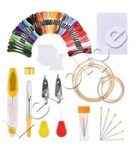 Kit Agulha Para Bordados 5 Bastidores Linhas 50 Cores Levolpe Kit Agulha Para Bordados 5 Bastidores Linhas 50 Cores Levolpe
