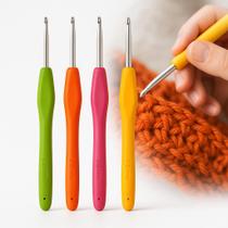 kit Agulhas Croche Barbante 4un Cabo Emborrachado