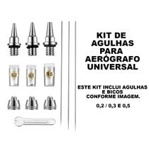 Kit Agulhas Para Aerógrafo 0.2 0.3 0.5mm Universal Profissional bicos