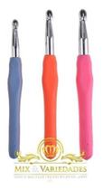 Kit Agulhas Para Croche 3un Cabo Emborrachado 8, 9 E 10mm Kit Agulhas Para Croche 3un Cabo Emborrachado 8, 9 E 10mm
