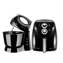 Kit Air Fryer 4L 1500W e Batedeira 3,6L 400W Preto 110V Mondial Kit Air Fryer 4L 1500W e Batedeira 3,6L 400W Preto 110V Mondial