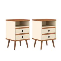 Kit Alan 2 Mesa De Cabeceira Quarto Criado Pequeno Pé PVC OffWhite Kit Alan 2 Mesa De Cabeceira Quarto Criado Pequeno Pé PVC OffWhite