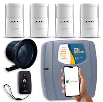 Kit Alarme com Fio com Wifi 4 Sensores Pet 20kg Duplo Pir+microondas Parede com 2 Controles