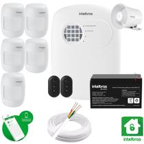 Kit Alarme Com Fio Intelbras 5 Sensores Infra, 2 Controles, Bateria e 100m de Cabo