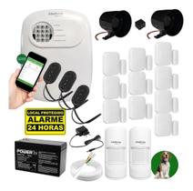 Kit Alarme Híbrido ANM 24 NET c/ 12 Sensores, 2 Sirenes e Acesso Via App
