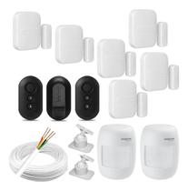 Kit Alarme Híbrido com 8 Sensores Com Fio e Sem Fio e 100m de Cabo