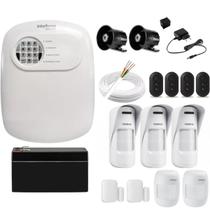 Kit Alarme Híbrido Profissional Intelbras 5 Sensores Infra, 2 Magnéticos, 2 Sirenes e 100m de Cabo