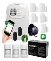 Kit Alarme Intelbras ANM 24 NET Central 3 Sensores PET 5 Sensores Magnéticos Sem Fio