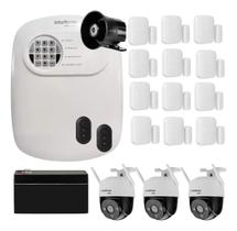Kit Alarme Intelbras Monitorado App 12 Sensores 3 Cameras