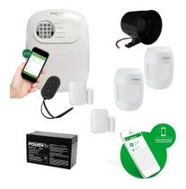 Kit Alarme Liga Pelo Celular + 2 Infra + 2 Mag Sirene Manual