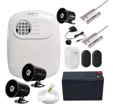 Kit Alarme Profissional Com Fio Intelbras 3 Sirenes, 2 Sensores para Porta de Aço e 100m de Cabo
