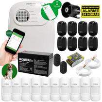 Kit Alarme Profissional Intelbras 10 Infra PET, 4 Pares de Barreira, 200m de Cabo e Bateria