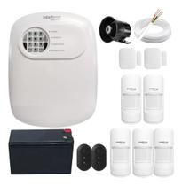 Kit Alarme Profissional Intelbras 5 Sensores Infra PET, 2 Sensores Magnéticos, 60m de Cabo e Bateria