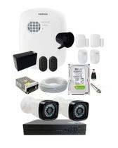 Kit Alarme Residencial c/ 4 Sensor Via App E Kit Cftv 2 Câmeras 20m completo c/hd