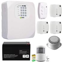 Kit Alarme Residencial Comercial AL4 MAX 4 Sensores Sem Fio Bateria 12v 7AH Sirene Controle IPEC