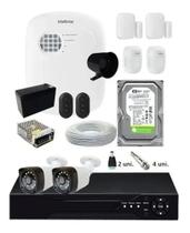 Kit Alarme Residencial Sem Fio + Kit 2 Câmeras Hd 720p Infra