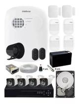 Kit Alarme Residencial Sem Fio + Kit 4 Câmeras Full Hd 1080p Infra