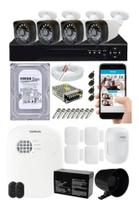Kit Alarme Residencial Sem Fio + Kit 4 Câmeras Hd 720p Infra