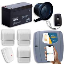 Kit Alarme sem Fio com Wifi 3 Sensores Magneticos 1 Sensor Parede e Bateria Kit Alarme sem Fio com Wifi 3 Sensores Magneticos 1 Sensor Parede e Bateria
