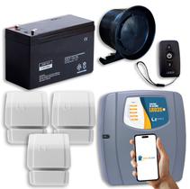 Kit Alarme sem Fio com Wifi 3 Sensores Magneticos e Bateria Kit Alarme sem Fio com Wifi 3 Sensores Magneticos e Bateria