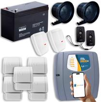 Kit Alarme sem Fio com Wifi 5 Sensores Magneticos 2 de Parede e Bateria