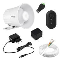 Kit Alarme Sirene Intelbras SIR 1000 com Fonte e Controle Remoto