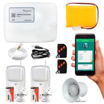 Kit Alarme Wifi Aplicativo Internet 2 Sensores Infra PET Compatec