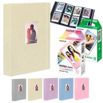 Kit Albúm Bege Para Fotos Instax + 20 Filmes Instax Mini Branco E Macaron
