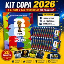 Kit Álbum Capa Brochura 140 Figurinhas Copa Do Mundo 2026