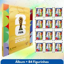 Kit Álbum Copa do Mundo 2026 com 84 Figurinhas Dourado