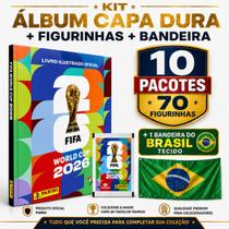 Kit Álbum de Figurinhas Capa Dura + 70 Figurinhas + Bandeira Copa do Mundo FIFA 2026 - Panini