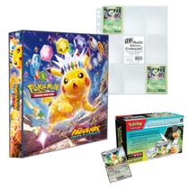 Kit Álbum Fichário Pasta Pokémon Escarlate e Violeta Fagulhas Impetuosas Box Ferramenta e 10 Folhas