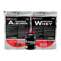 KIT Albumina 500g + Whey Protein 500g + Thermo Start 120g Limão - Bodybuilders