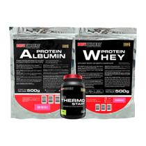 KIT Albumina 500g + Whey Protein 500g + Thermo Start 120g Limão - Bodybuilders