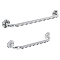 Kit Alça de Apoio Banheiro Inox Barras 30cm e 50cm Idoso Cadeirante Acessibilidade