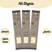 Kit Alegria - 3 Incensos Naturais com Oleos Essenciais Alecrim, Capim Limao e Jasmin