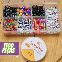 Kit Alfabeto Maleta de Miçanga Letras Varias Forma Colorido + 1.100 Peças