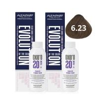 Kit Alfaparf Evolution Of The Color 6.23 Louro Escuro Irisé Dourado 60ml + OX 20V 90ml - 2 Unidades Kit Alfaparf Evolution Of The Color 6.23 Louro Escuro Irisé Dourado 60ml + OX 20V 90ml - 2 Unidades