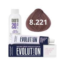 Kit Alfaparf Evolution Of The Color 8.221 Louro Claro Irisé Intenso Cinza 60ml + OX 20V 90ml