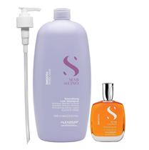 Kit Alfaparf Professional Semi Di Lino Smooth Smoothing - Shampoo 1L e Óleo 100ml + Vàlvula Pump Kit Alfaparf Professional Semi Di Lino Smooth Smoothing - Shampoo 1L e Óleo 100ml + Vàlvula Pump