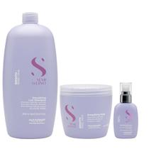 Kit Alfaparf Professional Semi Di Lino Smooth Smoothing - Shampoo 1L + Máscara 500ml + Cream Leave-In 125ml