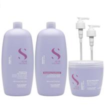 Kit Alfaparf Professional Semi Di Lino Smooth Smoothing - Shampoo & Condicionador 1 Litro + Máscara 500ml + Válvula Pump