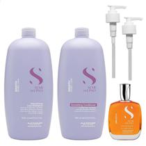 Kit Alfaparf Professional Semi Di Lino Smooth Smoothing - Shampoo & Condicionador 1 Litro + Óleo 100ml + Válvula Pump