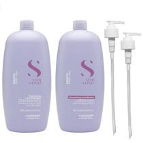 Kit Alfaparf Professional Semi Di Lino Smooth Smoothing - Shampoo & Condicionador 1 Litro + Válvula Pump