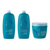 Kit Alfaparf Semi di Lino Curls shampoo e condicionador 1L e máscara 500ml cachos definidos