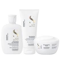 Kit Alfaparf Semi Di Lino Diamond - Shampoo 250ml + Condicionador 200ml + 3x Ampola 13ml Kit Alfaparf Semi Di Lino Diamond - Shampoo 250ml + Condicionador 200ml + 3x Ampola 13ml