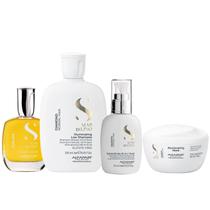 Kit Alfaparf Semi Di Lino Diamond - Shampoo 250ml + Máscara 200ml + Fluido 125ml + Cristalli 50ml
