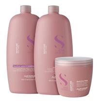 Kit Alfaparf Semi Di Lino Moisture - Shampoo 1L + Leave in Condicionador 1L + Máscara 500ml