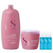 Kit Alfaparf Semi Di Lino Moisture - Shampoo 1L + Máscara 500ml + 3x Ampola 13ml Kit Alfaparf Semi Di Lino Moisture - Shampoo 1L + Máscara 500ml + 3x Ampola 13ml